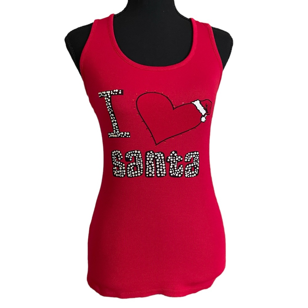 INC “ILove Santa” bedazzled tank top
